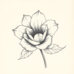 Pencil And Marker Outline Flower Tattoo