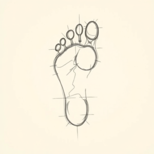Pencil And Marker Outline Footprint Tattoo