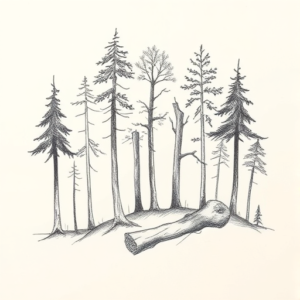 Pencil And Marker Outline Forest Tattoo