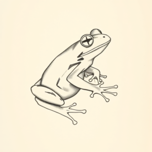 Pencil And Marker Outline Frog Tattoo