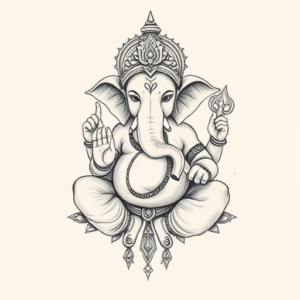Pencil And Marker Outline Ganesha Tattoo