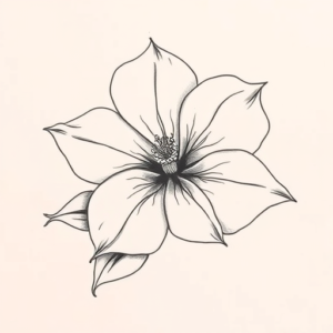 Pencil And Marker Outline Gardenia Tattoo