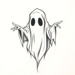 Pencil And Marker Outline Ghost Tattoo