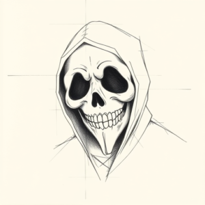 Pencil And Marker Outline Ghostface Tattoo
