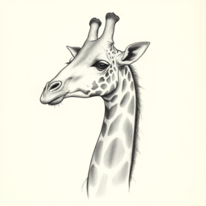 Pencil And Marker Outline Giraffe Tattoo