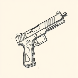 Pencil And Marker Outline Glock Tattoo
