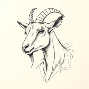 Pencil And Marker Outline Goat Tattoo