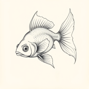 Pencil And Marker Outline Goldfish Tattoo