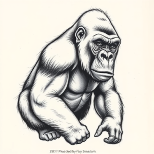 Pencil And Marker Outline Gorilla Tattoo