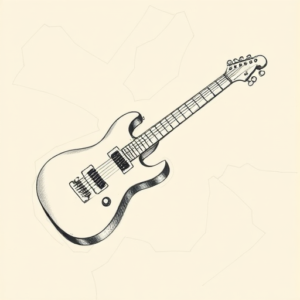 Pencil And Marker Outline Guitar Tattoo