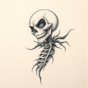 Pencil And Marker Outline Halloween Tattoo