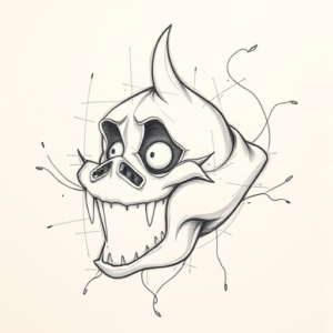 Pencil And Marker Outline Hannya Tattoo