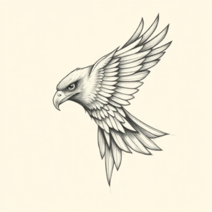Pencil And Marker Outline Hawk Tattoo