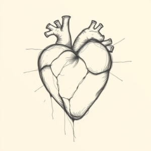 Pencil And Marker Outline Heart Tattoo