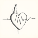 Pencil And Marker Outline Heartbeat Tattoo