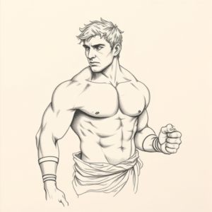 Pencil And Marker Outline Hercules Tattoo