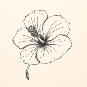 Pencil And Marker Outline Hibiscus Tattoo