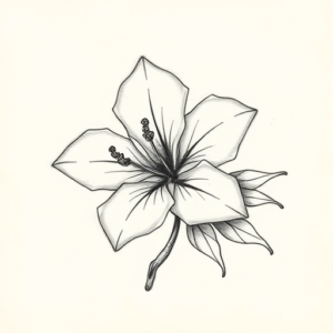 Pencil And Marker Outline Honeysuckle Tattoo