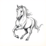 Pencil And Marker Outline Horse Tattoo