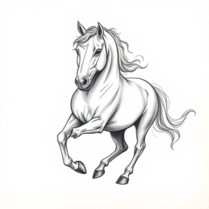 Pencil And Marker Outline Horse Tattoo