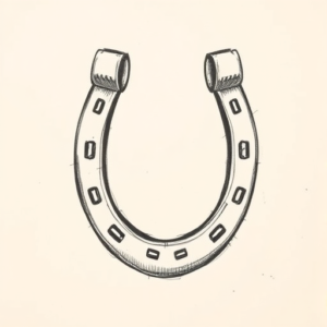 Pencil And Marker Outline Horseshoe Tattoo