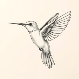 Pencil And Marker Outline Hummingbird Tattoo