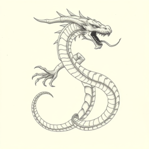 Pencil And Marker Outline Hydra Tattoo