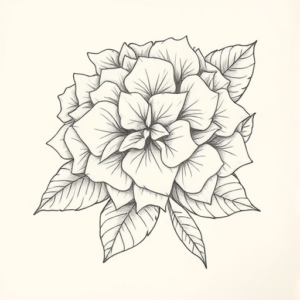 Pencil And Marker Outline Hydrangea Tattoo