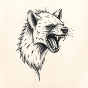 Pencil And Marker Outline Hyena Tattoo