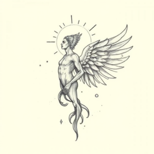 Pencil And Marker Outline Icarus Tattoo