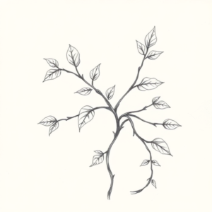 Pencil And Marker Outline Ivy Tattoo