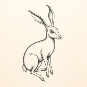 Pencil And Marker Outline Jackalope Tattoo