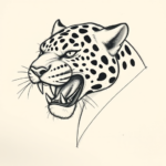 Pencil And Marker Outline Jaguar Tattoo