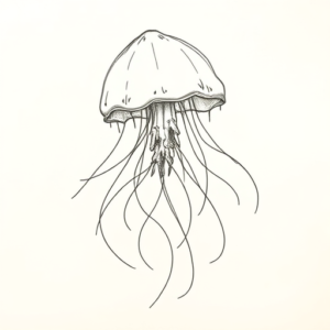 Pencil And Marker Outline Jellyfish Tattoo