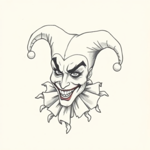 Pencil And Marker Outline Jester Tattoo
