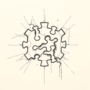 Pencil And Marker Outline Jigsaw Tattoo