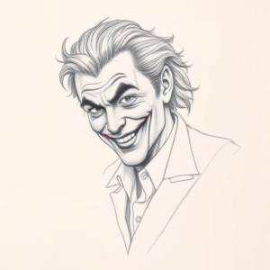 Pencil And Marker Outline Joker Tattoo