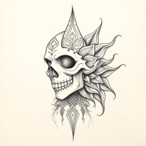 Pencil And Marker Outline Kali Tattoo