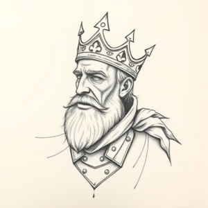 Pencil And Marker Outline King Tattoo