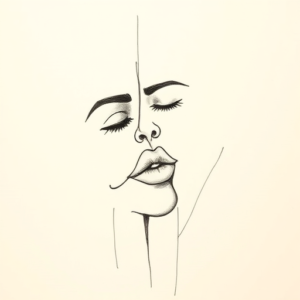 Pencil And Marker Outline Kiss Tattoo