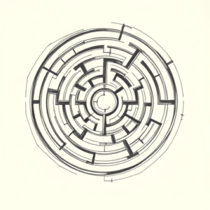 Pencil And Marker Outline Labyrinth Tattoo