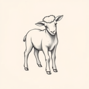 Pencil And Marker Outline Lamb Tattoo