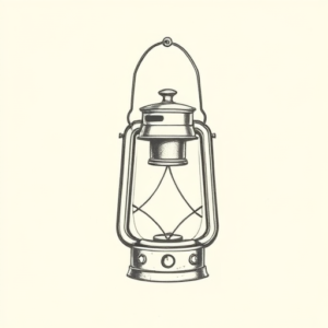 Pencil And Marker Outline Lantern Tattoo