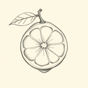 Pencil And Marker Outline Lemon Tattoo