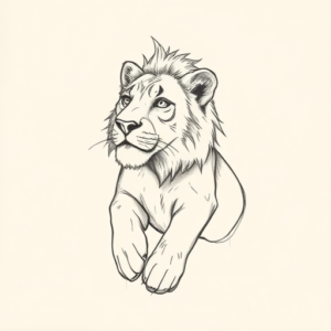 Pencil And Marker Outline Leo Tattoo