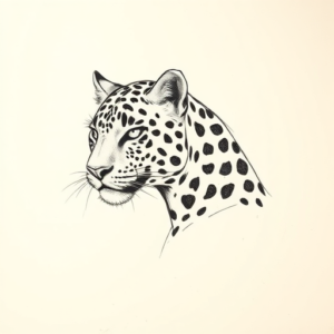 Pencil And Marker Outline Leopard Tattoo