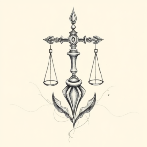 Pencil And Marker Outline Libra Tattoo