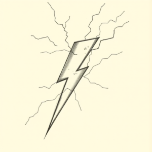 Pencil And Marker Outline Lightning Tattoo