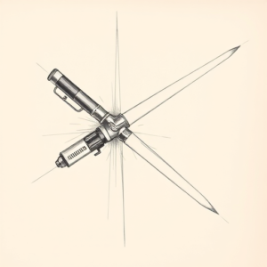 Pencil And Marker Outline Lightsaber Tattoo