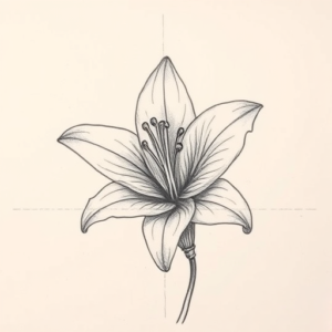 Pencil And Marker Outline Lily Tattoo